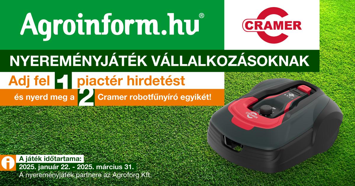 Adj fel 1 piactér hirdetést és nyerd meg a 2 Cramer robotfűnyíró egyikét!