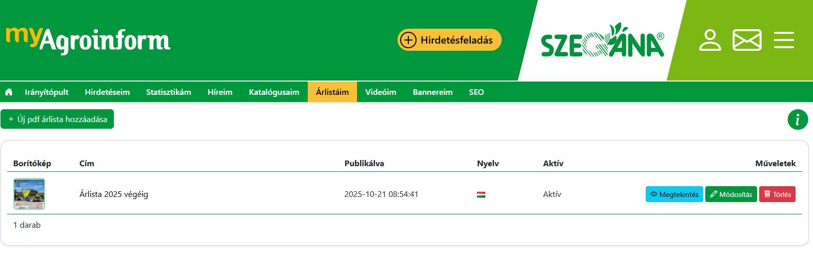 Irányítópult fejléc