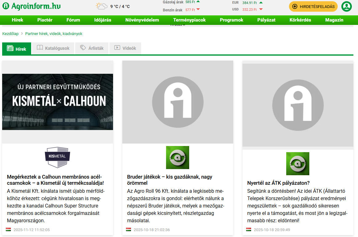 Irányítópult fejléc