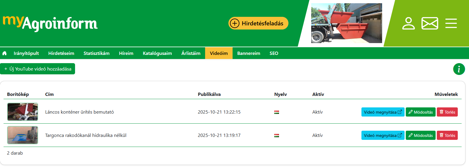 Irányítópult fejléc