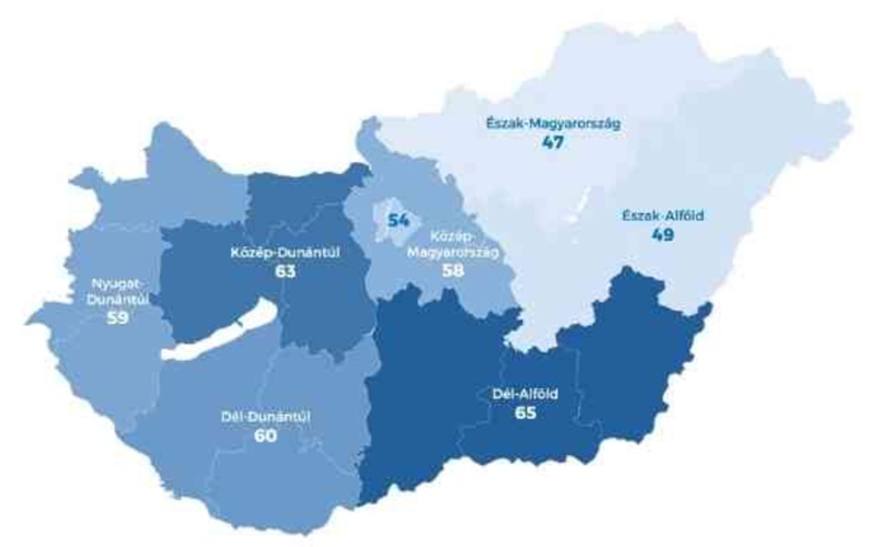 A szakemberhiány regionális alakulása Magyarországon 2026 februárjában (forrás: Mapei Kft.)