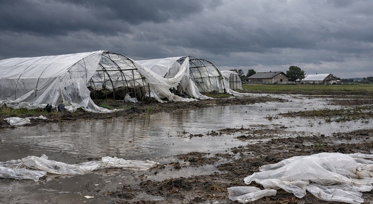 Megtépázott fóliasátrak Megtépázott fóliasátrak