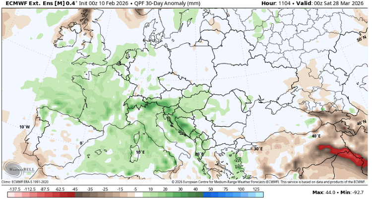 Csapadék Európában, 2026 márciusában Csapadék Európában, 2026 márciusában