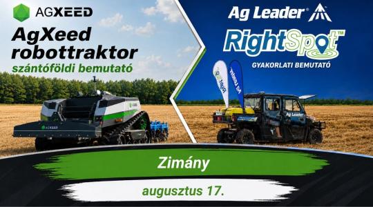 AgXeed robottraktor szántóföldi bemutató és AgLeader Rightspot gyakorlati bemutató körút 2026 – Zimány AgXeed robottraktor szántóföldi bemutató és AgLeader Rightspot gyakorlati bemutató körút 2026 – Zimány