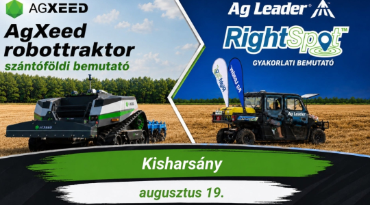 AgXeed robottraktor szántóföldi bemutató és AgLeader Rightspot gyakorlati bemutató körút 2026 – Kisharsány