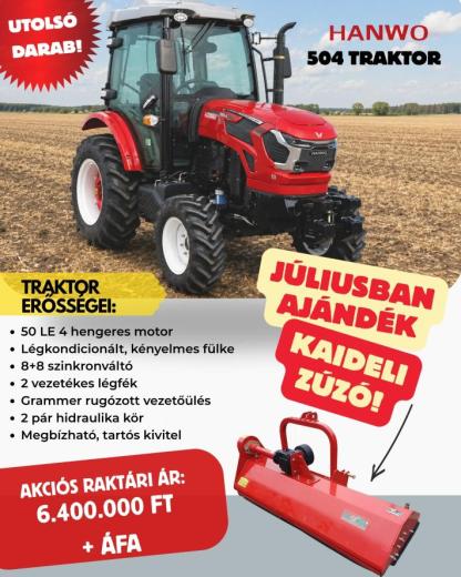 Vásároljon Hanwo 504 traktort, és Kaideli zúzót adunk AJÁNDÉKBA! Vásároljon Hanwo 504 traktort, és Kaideli zúzót adunk AJÁNDÉKBA!