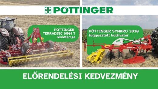 Pöttinger SYNKRO kultivátorok és TERRADISC rövidtárcsák előrendelési akcióban a MAGTÁR Kft-nél
