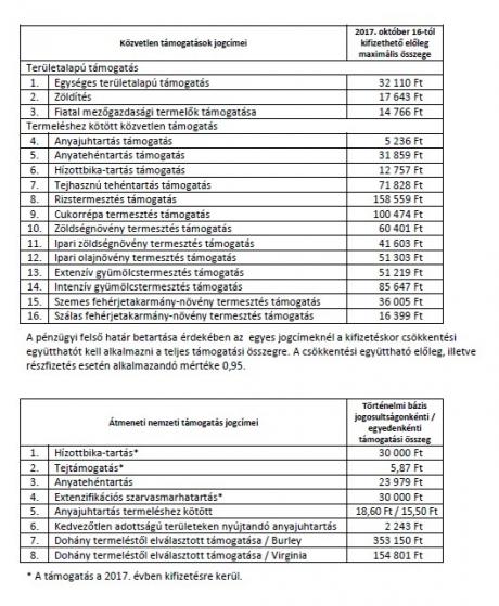 2017. évi támogatások