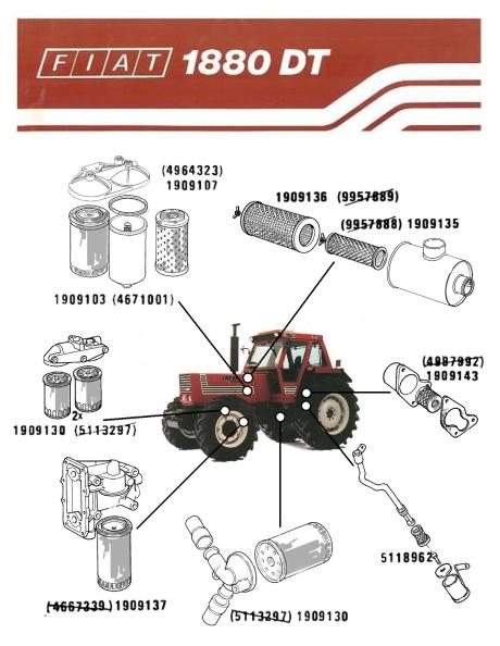 fiat 1880dt filter list