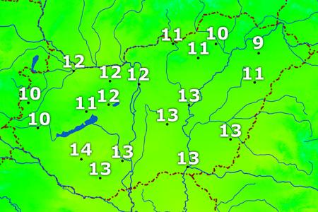 Hőmérséklet térkép Hőmérséklet térkép