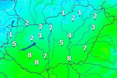 Hőmérséklet térkép Hőmérséklet térkép