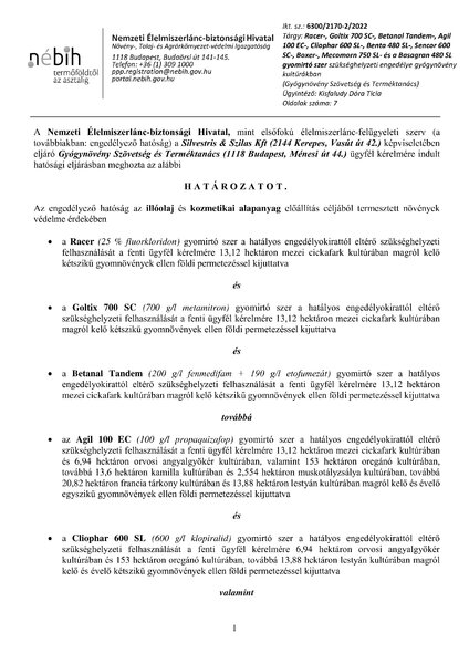 racer_goltix_betanal_tandem_agil_cliophar_600_sl_benta_480_sl_sencor_600_boxer_mecomorn_750_sl_basagran_480_sl_cickafark_orvosi_angyalgy_szurokfukamilla_muskzsaly_csb.pdf